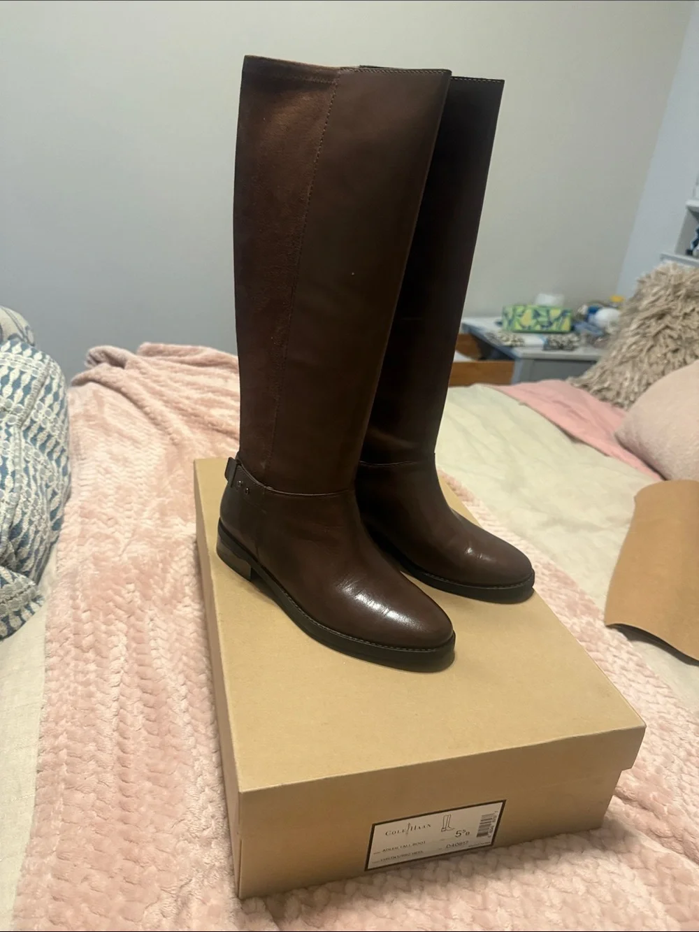 Cole Haan Dark Brown Leather Over-the-Knee Riding Boots